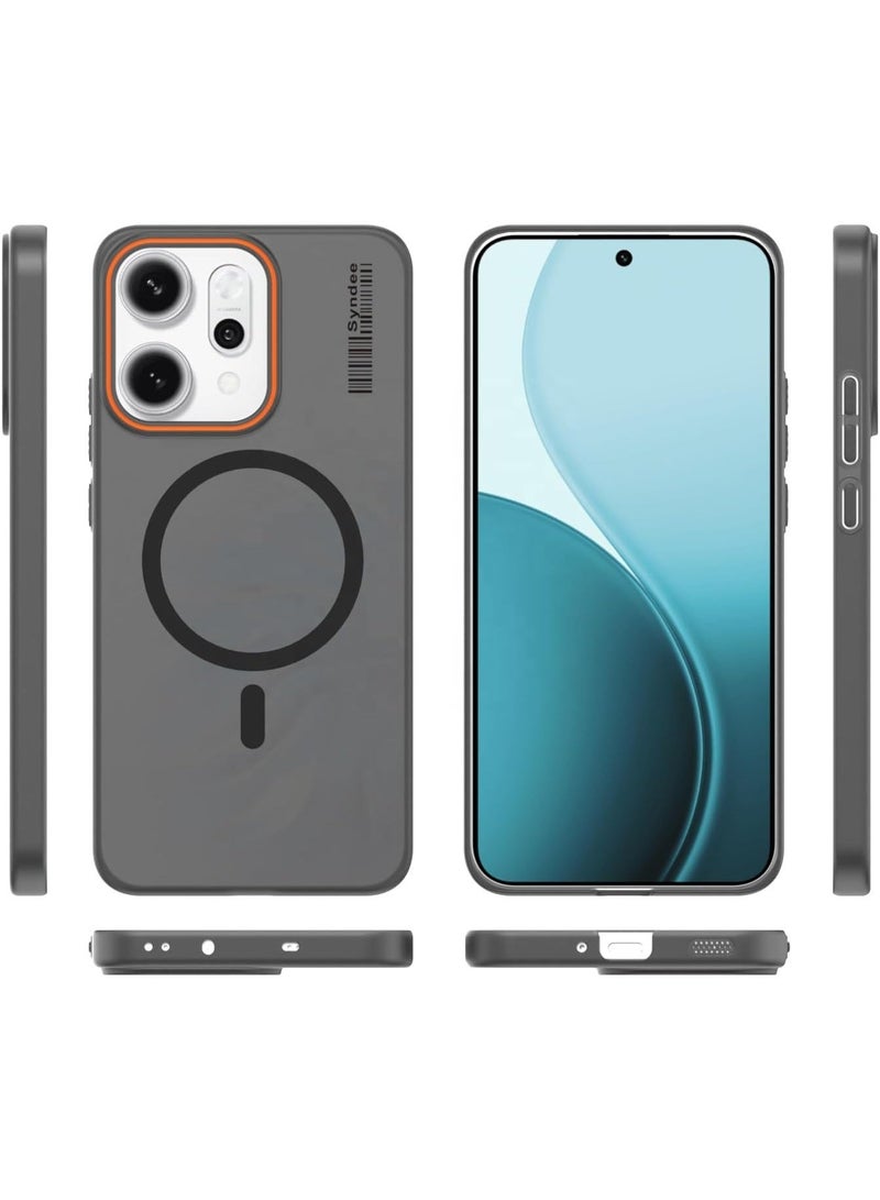 سيندي جراب هاتف محمول شفاف غير لامع مقاوم للاصفرار، بغطاء كامل، مصنوع من البولي كربونات، بلون دخاني غير لامع، مناسب لهاتف أوبو رينو 14 برو 5G (أسود) - Image 4